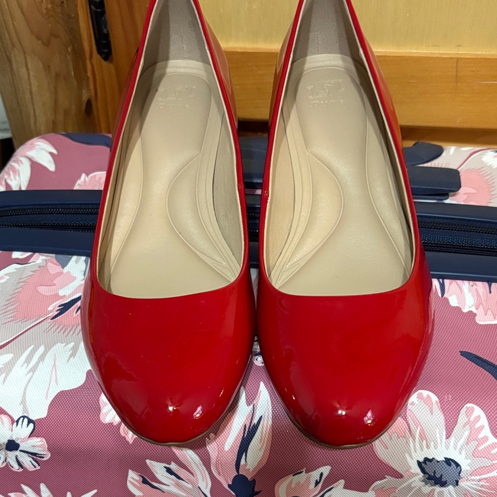 Dune London Bracket Red Patent Leather Pumps